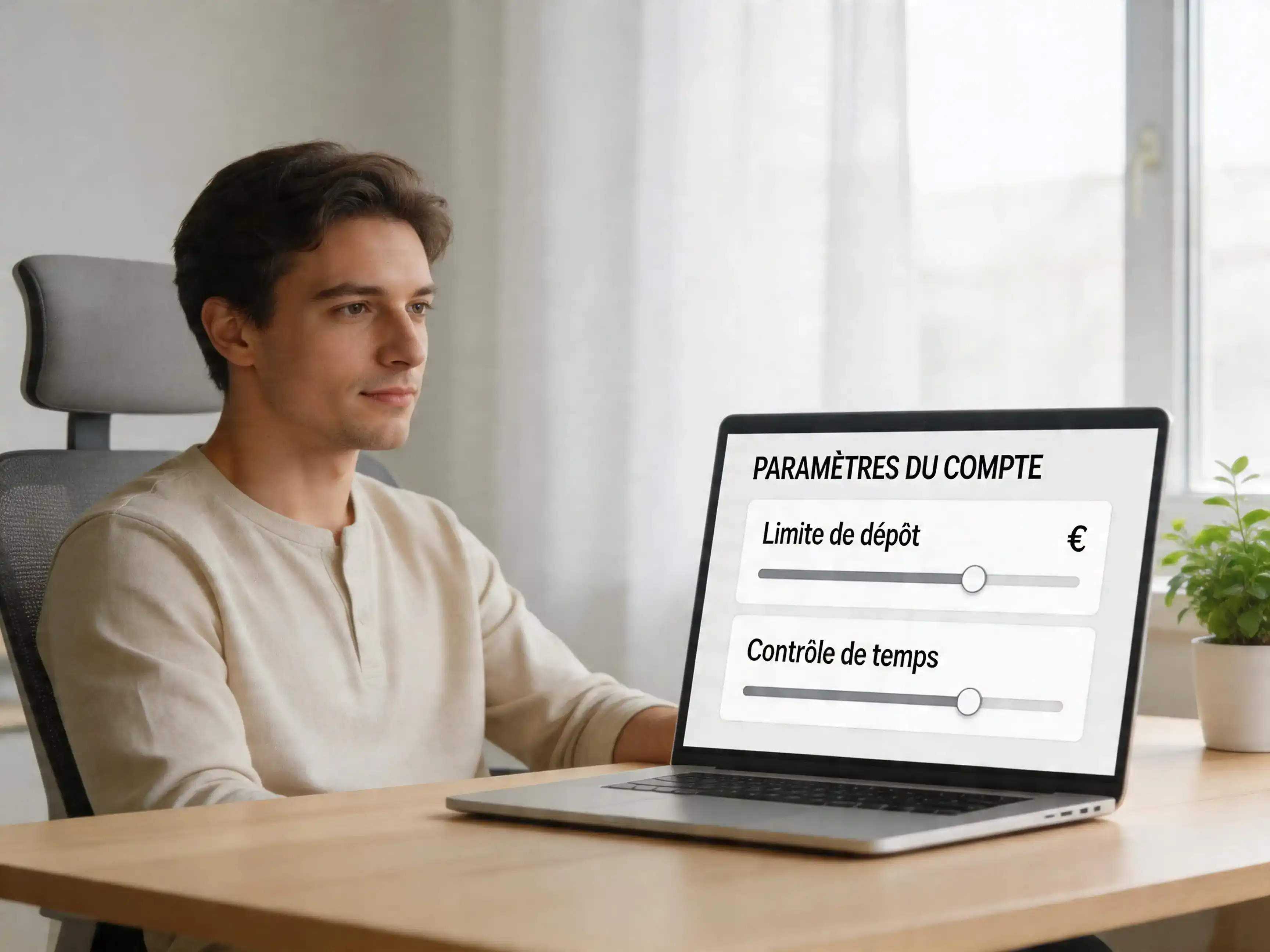 Personne consultant les outils de protection et limites de jeu sur un site de paris sportifs agréé ANJ